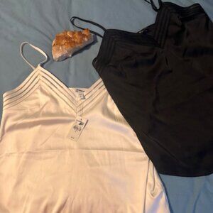 Black and white pair silky lined camisole tanks